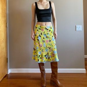 Philosophy di Alberta Ferretti Yellow Floral Midi Skirt